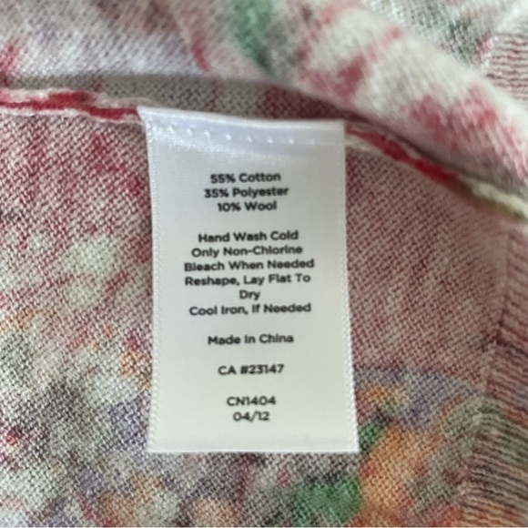 TALBOTS red orange Floral Button-Up long sleeve Cardigan cotton wool blend Sz: S - Picture 7 of 11